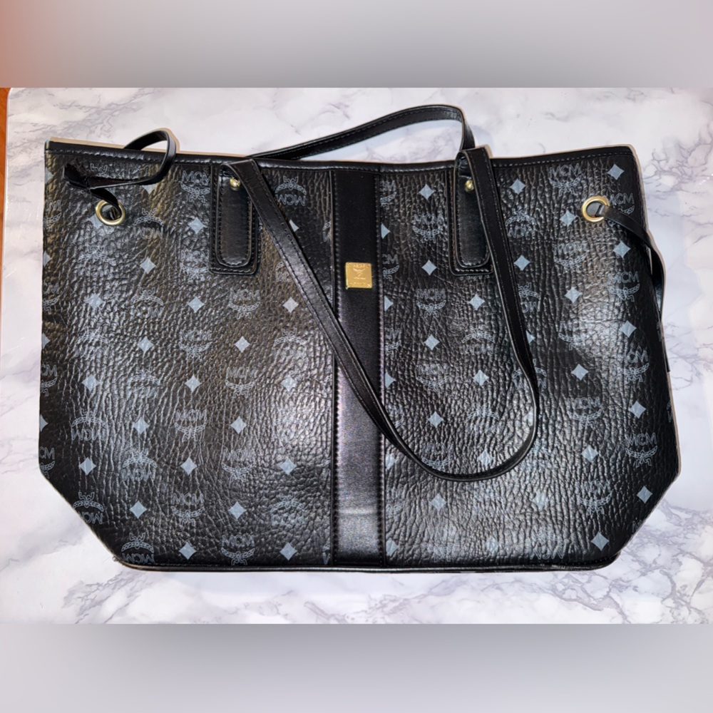 MCM Black and Gray Monogram Shoulder Bag